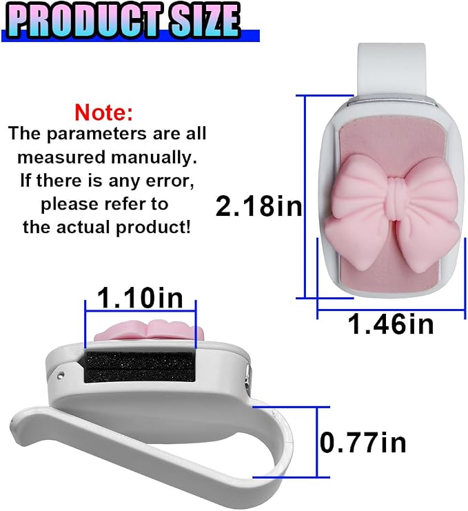 2PCS Cute Bow Glasses Holders for Car Sun Visor, Automotive Leather Sunglasses & Ticket Card Organizing Clip, Universal Vehicle Interior Eyeglasses Mount for Cars, Trucks, SUVs (Pink) - Image 2