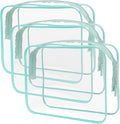 Buminee Clear Travel Bags for Toiletries, Makeup Bags, Cosmetic Bags, 6.3" x1.77" x5.1" Plastic Toiletry Bag, Clear Pouch, Cosmetic Bag for Women and Men-3 Pack Blue by Buminee