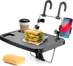 Foldable Car Seat Back Portable Tray with Phone Mount for Food Dining Drink and Laptop, Hanging Car Steering Wheel Tray(Upgrade) by AutoChoice