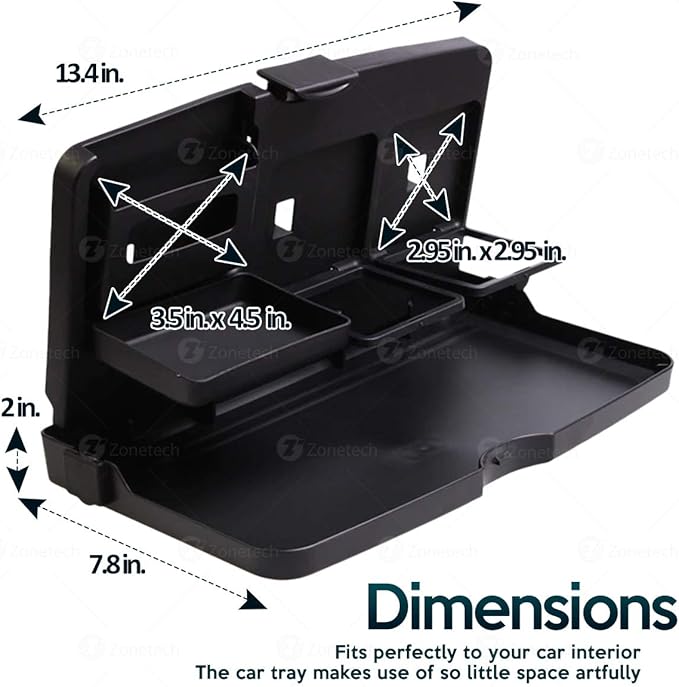 ZONETECH Multi-Functional Portable Foldable Car Backseat Tray Desk - Black Vehicle Table for Food, Meal, Snack, Laptop - Stay Organized When on The Go (1-Pack) - Image 3