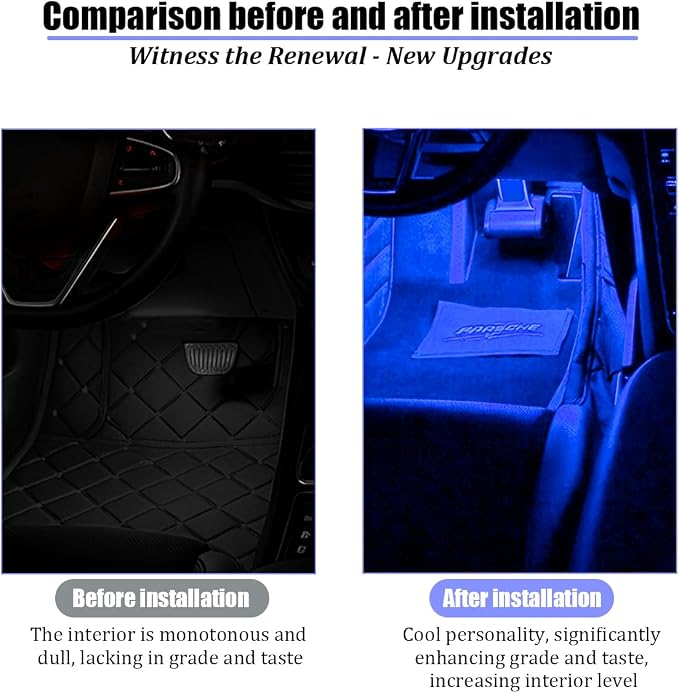Car Interior LED Lights, 4 in 1 USB Port Automotive Ambient Neon Light Kit, Vehicle Center Console Dashboard Strip Lamps Decoration Accessories, Universal for SUV Truck Sedan (Blue) - Image 5