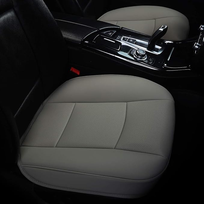 Car Interior PU Leather Car Seat Cover Protector Front Car Seat Cover,Single Seat Cover (Width 20.8×deep 21×Thick 0.2 inch) (Gray) Taupe - Image 2