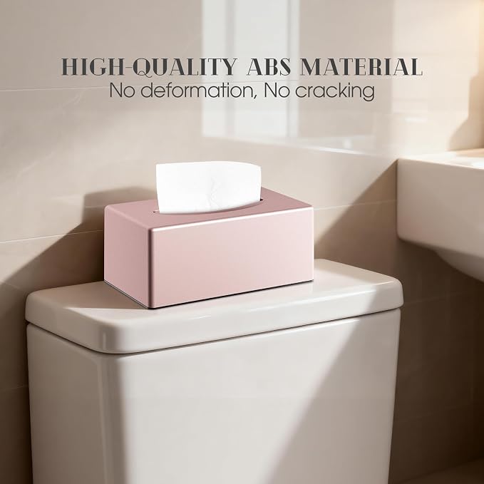 Y-in Hand Tissue Box Cover, Rectangular Facial Tissue Holder with Bottom, Decorative Storage Box for Bathroom Vanity, Toilet Tank, Car, Dressers, Night Stand, Rv, Parlors and Offices - Pink - Image 6