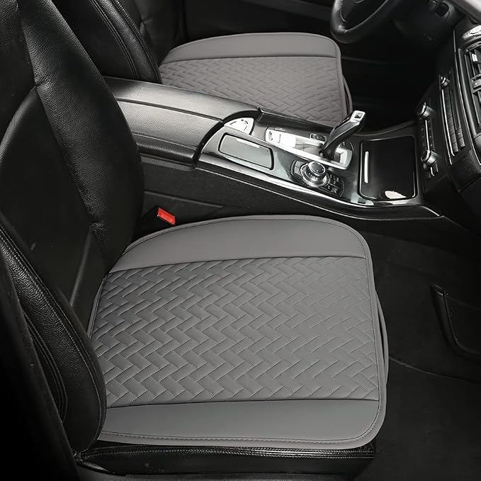 West Llama Full Set Car Seat Covers for Front and Rear Bottom Seats Only, Luxury PU Leather Car Seat Pads Protectors Waterproof and Wear-Resistant,Gray - Image 3