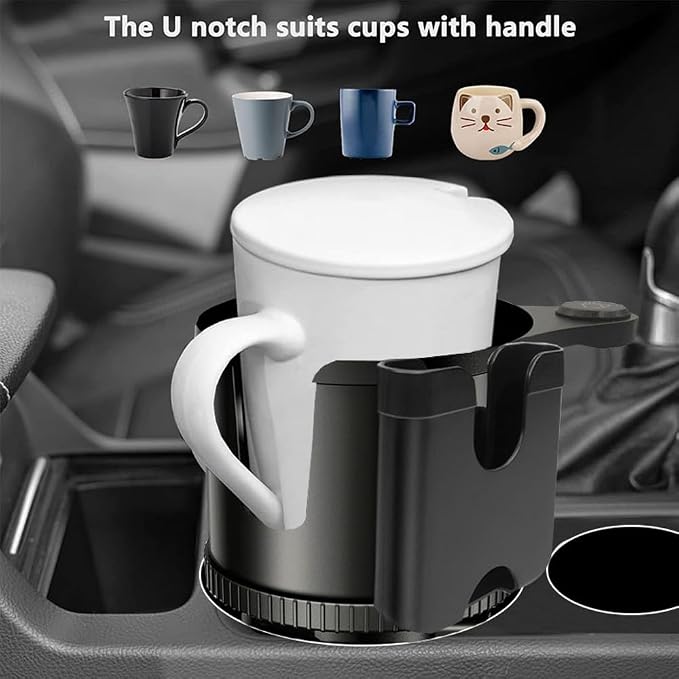 Cup Holder Expander, Adjustable Car Cup Holder for Car with Phone Holder, Automotive Cupholders for for Yeti, Hydro Flasks Bottle with Expandable Base, Cars Cupholder Insert - Image 5