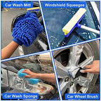 21Pcs Car Wash Kit,62" Car Wash Brush Mop with Long Handle,Car Cleaning Kit,Car Detailing Brush Set,Car Wash Bucket with Filter,Windshield Window Squeegee for Cars RV Truck Boat (Blue) - Image 6