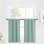 RYB HOME Cafe Blackout Curtains 30 inch Length, Short Window Curtain Tiers | Light UV Heat Blocking, Energy Saving, Privacy Protection, For Basement Bathroom Kitchen Window, W29 x L30, Aqua, 2 Panels by RYBHOME