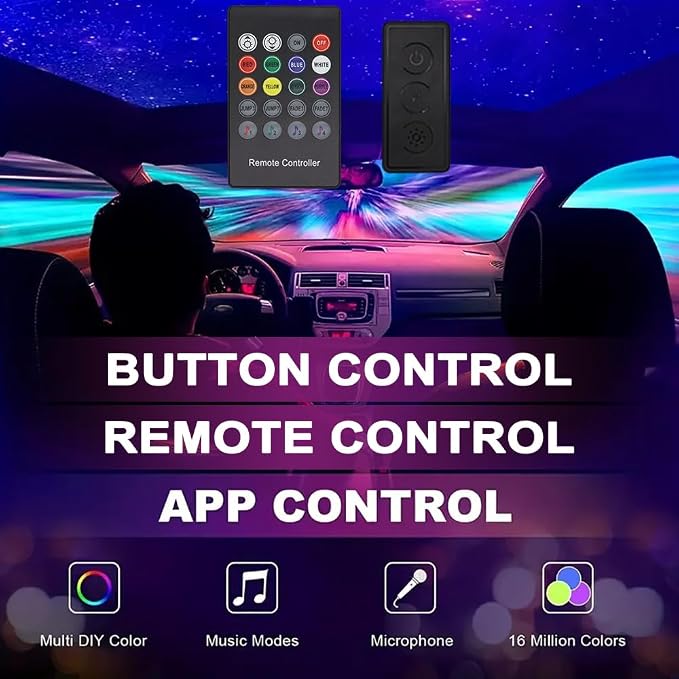 Car LED Interior Strip Lights, TEKSHINNY RGB Car Interior LED Light Wireless APP Button Remote Control, 5 in 1 Fiber Optic Ambient Lighting Kit with 236 Inches, EL Wire Lights for Car Inside - Image 4