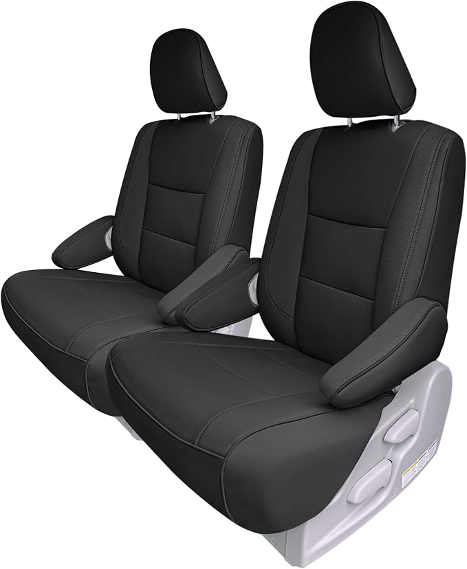 FH Group Custom Fit Car Seat Covers Specifically Made for 2011-2020 Toyota Sienna 7 Passenger, Car Seat Cover 2nd Row, Automotive Seat Covers in Black Faux Leather, Waterproof and Washable Seat Covers by FHGroup