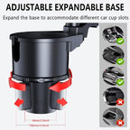 4 in 1 Adjustable Car Cup Holder, 360° Rotate Tray Cup Holder Expander with Phone Holder, Cup Holder Insert Fits Yeti Hydro Flask 16-46 oz, Detachable Food Tray Table for Car Road Trip Essentials - Image 3