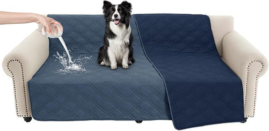 100% Waterproof Washable Dog Blanket, Berlin Blue+Navy Blue 68"x82" | , 7-Layer Reversible Couch Covers for Dogs Met for Sofa Furniture Car Camping by Unknown