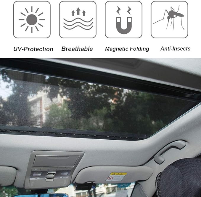 Magnetic Car Sunroof Sun Shade Breathable Mesh,Car roof Cover for Camping | UV Protection for Moonroof and Side Window, Quick Install, Sunroof Shade for SUV, Truck, Van, Car Camping Essentials - Image 2