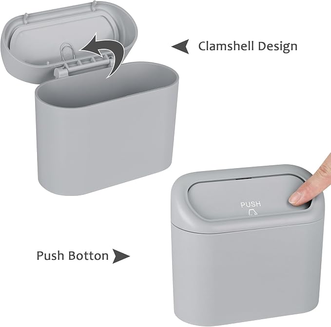 Accmor Car Trash Can, Portable Vehicle Trash Bin with Lid, Mini Car Dustbin Garbage Organizer Holder with One Roll Trash Bag, Leakproof Hanging Cars Storage Bag Container for Auto, SUV, Office (Grey) - Image 4