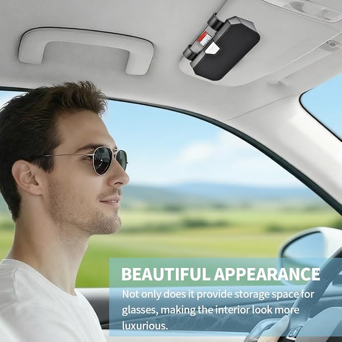 Sunglass Holder for Car Visor Clip - Universal Soft Protective Car Accessories Visor Glasses Holder, Vehicle Sunglass Organizer with Quick Release for Truck, Sedan, SUV (Black) - Image 8