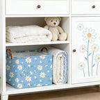 Rectangular Daisy Storage Basket,Kids Laundry Hamper,Waterproof foldable kids laundry basket,Blue Baskets,Books Box,Flower room decor(Daisy) - Image 4