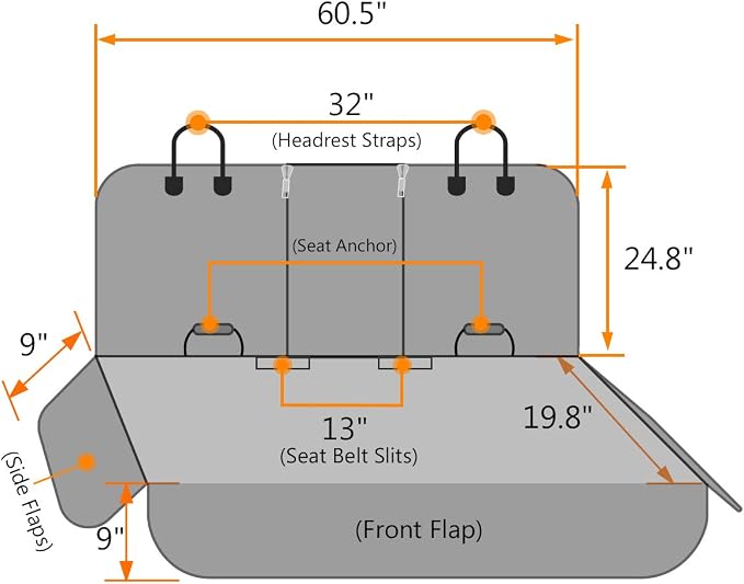 Honest Bench Dog Car Seat Covers with Side Flap,Dog seat Cover for Cars, Trucks, and Suv's - Waterproof & Nonslip Pet Seat Cover for Backseat - Image 5