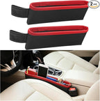 2PCS Car Seat Gap Filler Organizer, Leather Seat Gap Catcher Holder Pocket for Phones Keys Glasses, Auto Center Console Side Crevice Stopper Storage Box, Universal for Vehicles (Black/Red) by Unknown
