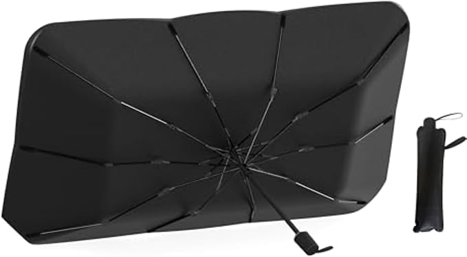 EcoNour Car Umbrella Windshield Sun Shade, Universal Fit Foldable Car & Truck Sun Shade | Double Layer Windshield Cover for SUV, Sedan & Truck | Sun Shade Cover for Front Baby Window Shades - 57"x30" by EcoNour