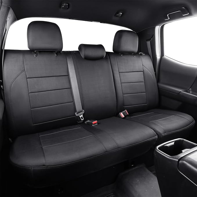 EKR Tacoma Back Seat Covers Custom for Toyota Tacoma (Hybrid) 2024 2025 2026 Double cab TRD Sport,TRD Off-Road,Limited,Trailhunter- Second Row Only,Neoprene(Black) by EKR