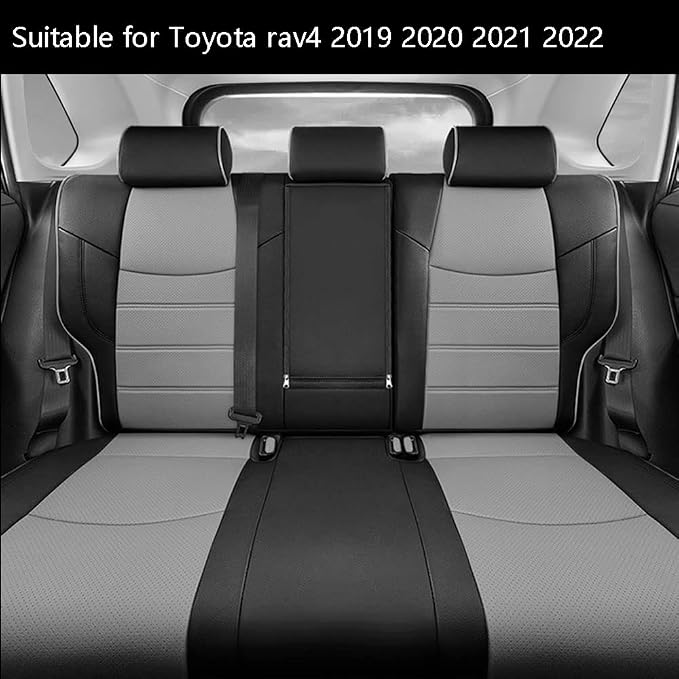 CocheFamilia Custom Fit RAV4 Car Seat Cover for Select Toyota RAV4 2021-2024 Prime SE,XSE & 2019 2020 2021 2022 2023 2024 2025 Hybrid/PHEV SE,XSE - Full Set,Leather(Black and Grey) - Image 2
