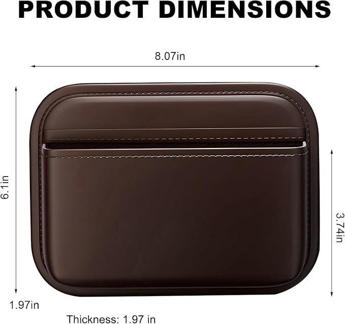 Car Seat Side Pocket Organizer, Mini Leather Auto Door Storage Bag Console Side Organizer, Multifunctional Seat Gap Pocket Storage Pouch for Phone Pen Key Sunglass (Coffee) - Image 2