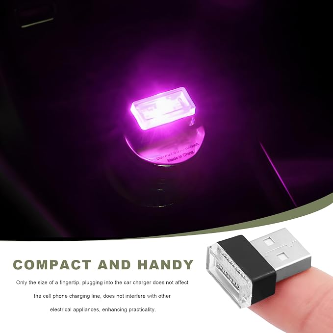 4 PCS USB LED Car Interior Atmosphere Lamp, Mini Night Light Plug-In Trunk Ambient Lighting Kit, Portable USB Interface LED Lamp Interior Decoration for Vehicle Home Office (Purple) - Image 4