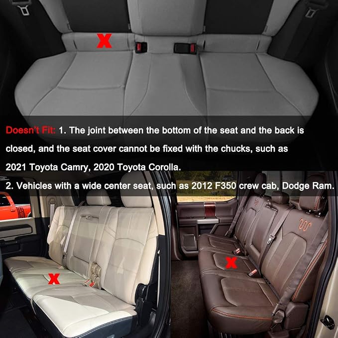 Black Panther Luxury PU Leather Rear Bench Car Seat Cover Adjustable Length (49-55'') Fits 90% Standard 5 Seats (Sedan SUV), for Seat Bottom Only, Triangle Quilting Design, Beige - Image 7
