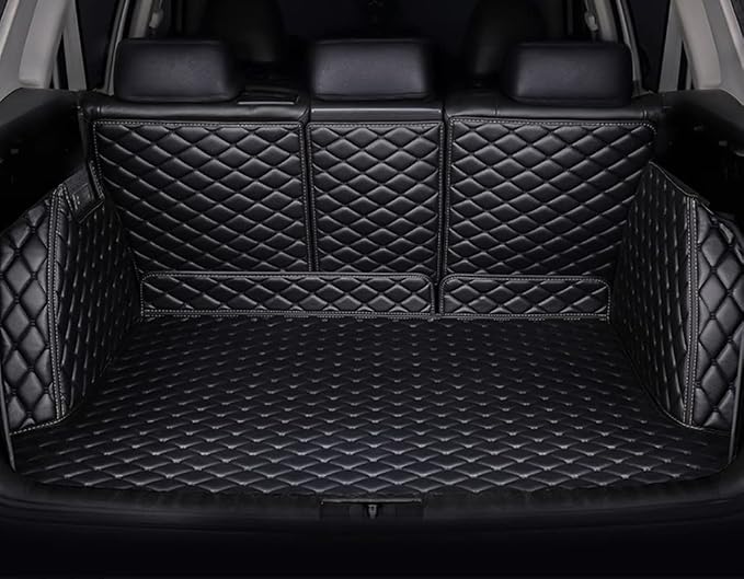 Trunk Mat Compatible with 2014-2020 Nissan Pathfinder / 2013 Infiniti JX35 / 2014-2021 Infiniti QX60 Custom Fit Luxury Trunk Mat Fit- Black with Black Stitching by ZYCHUANGYING