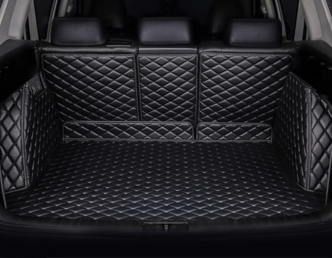Worth-Mat Car Cargo Mat Compatible with 2022-2024 Infiniti QX60 / JX35 2+3+2 Seater (Rear Trunk Protector + Back Seat Protector + High Side Panel) Fit- Black with Black Stitching by ZYCHUANGYING