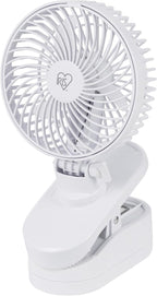 IRIS USA 5" Battery Operated Clip On Fan, D-Battery Powered, Outdoor, White | Compact Foldable Personal Fan, Portable Travel Mini Desk Fan, Pet Stroller Car Fan, Office Bedside Picnic Camping Outdoor by IRISUSA