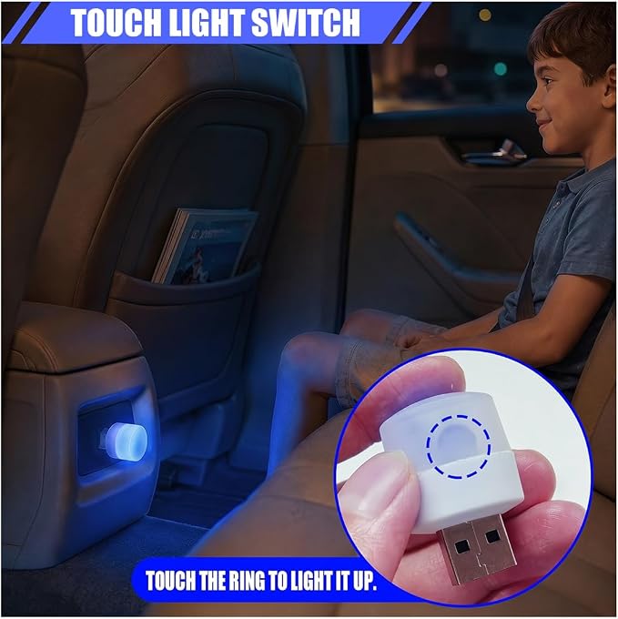 2PCS USB LED Car Interior Atmosphere Lamp, Plug and Play, Blue | Mini Portable LED Ambient Night Light, Universal Vehicle Decorative Lighting Accessories for Car Interior & Home Decors - Image 5