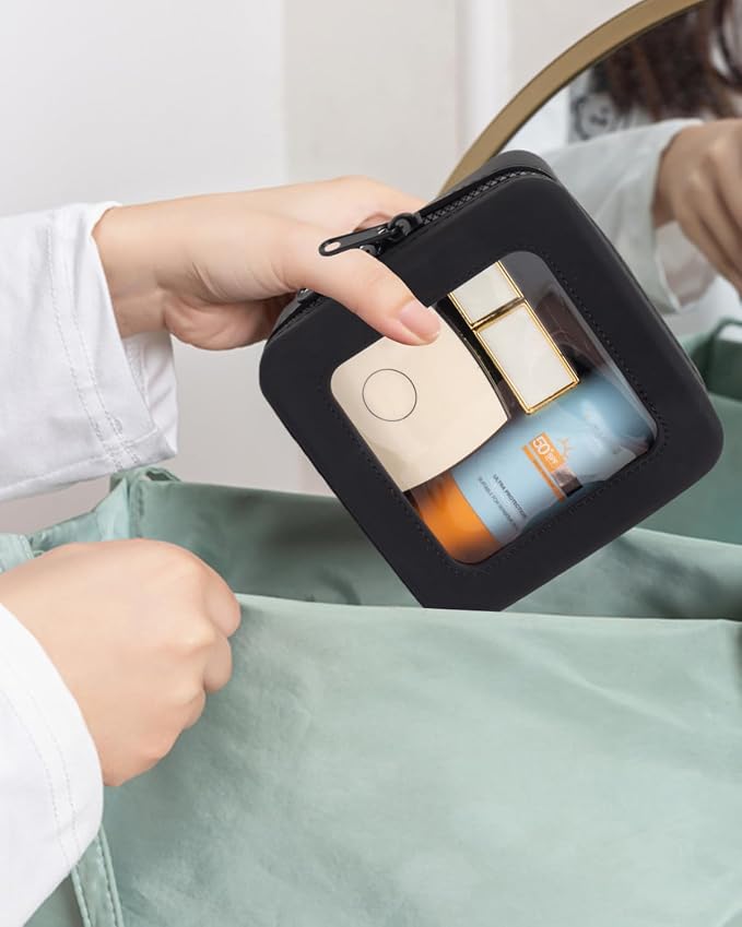 Small Clear Makeup Bag for Women, Mini Silicone Pouch Travel Cosmetic Case Waterproof Clear Make Up Pouch Purse with Zipper Cute Toiletry Bags for Traveling Car Organizer Travel Essentials (Black) - Image 3