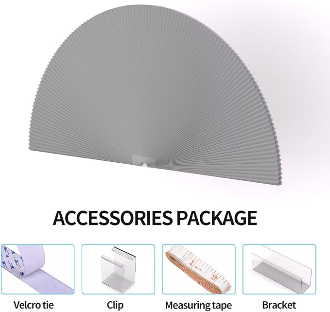 Myshade Arch Window Shades Half Circle Blackout Cellular Shades Cordless No Drill Blinds for Windows Half Moon Honeycomb Fabric No Tools Room Darkening Shades Easy Install (1PCS Grey 36" W X 18" H) - Image 4