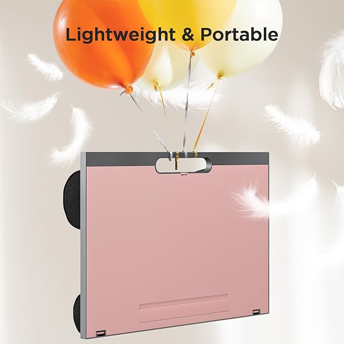 HUANUO Lap Desk with 8 Adjustable Angles – Up to 15.6" Laptop, Pink | Dual-cushion base, carry handle, 30% thicker for durability, wider anti-slip ledge, for home office, sofa, bed, car - Image 7