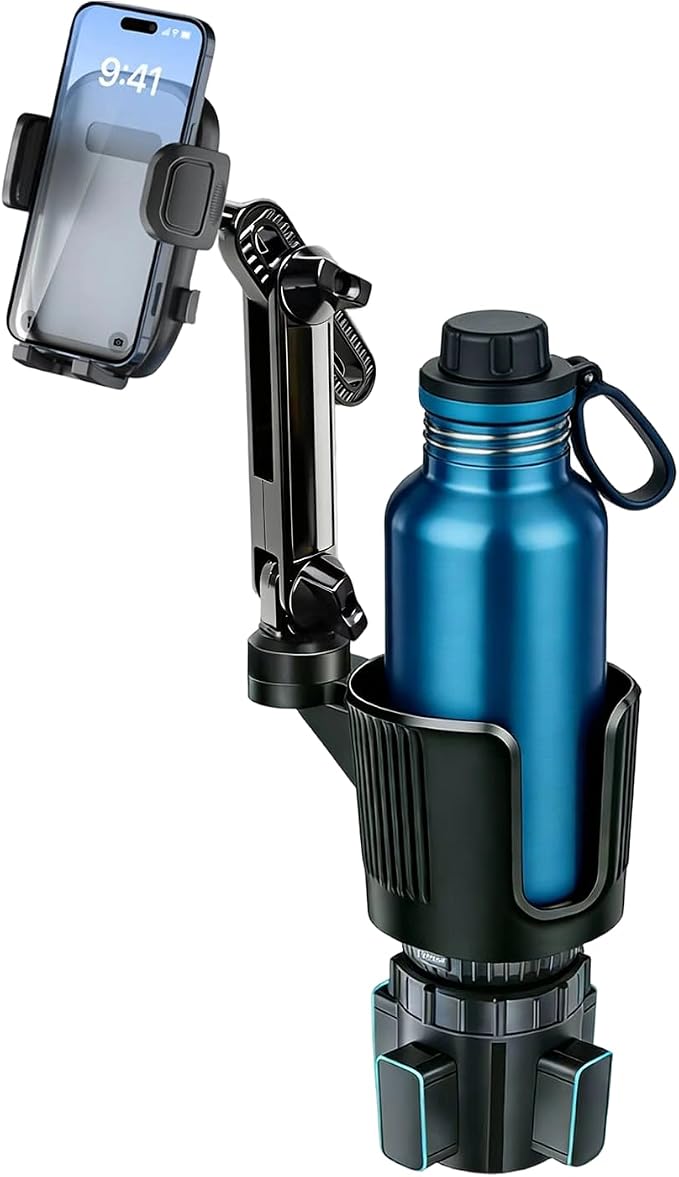 SAMPUSS 2-in-1 Phone Holders for Your Car Car Cup Holder Car Phone Holder | 360° rotation 2-in-1 function car phone mount with long arm universal smartphone phone holder car cup holder expander by SAMPUSS-ShareHappiness
