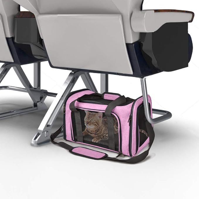 Henkelion Pet Carrier for Small Medium Cats Dogs Puppies up to 15 Lbs, TSA Airline Approved, Soft Sided, Collapsible Travel - Pink - Image 4