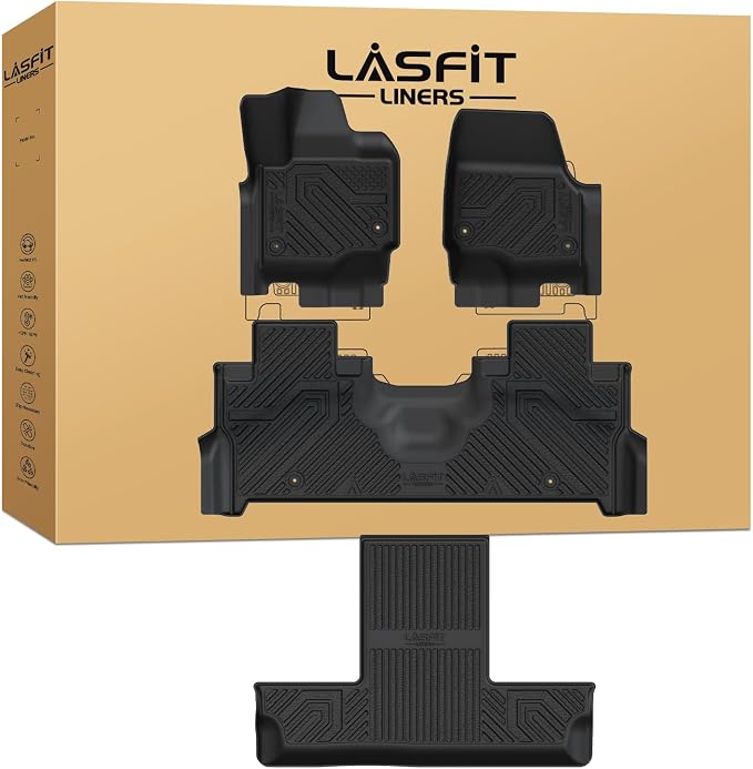 LASFIT Floor Mats for Ford Expedition Standard 2025 2026 2027 Fit 7 Seats | Floor Liners Not Fit 8 Seats and Not Fit Max All Weather Protection TPE Easy Clean,3Row,4PCS Black by LASFIT