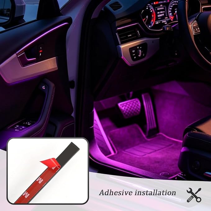 Car Interior LED Light with Wireless Remote & APP Control, Vehicle Under Dash Footwell Light with Music Sync Mode, USB Port Automotive Inside Ambient Strip Lighting, Universal Fit (36 LED) - Image 6