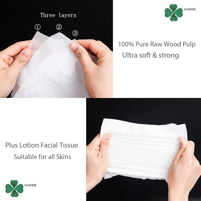 CLOVER Travel Tissues 3-Ply Facial Tissues & Car Tissues - Compact Tissue Canister for Cup Holder, Office, Bedroom, Vanity (Lition Pack of 4) - Image 4