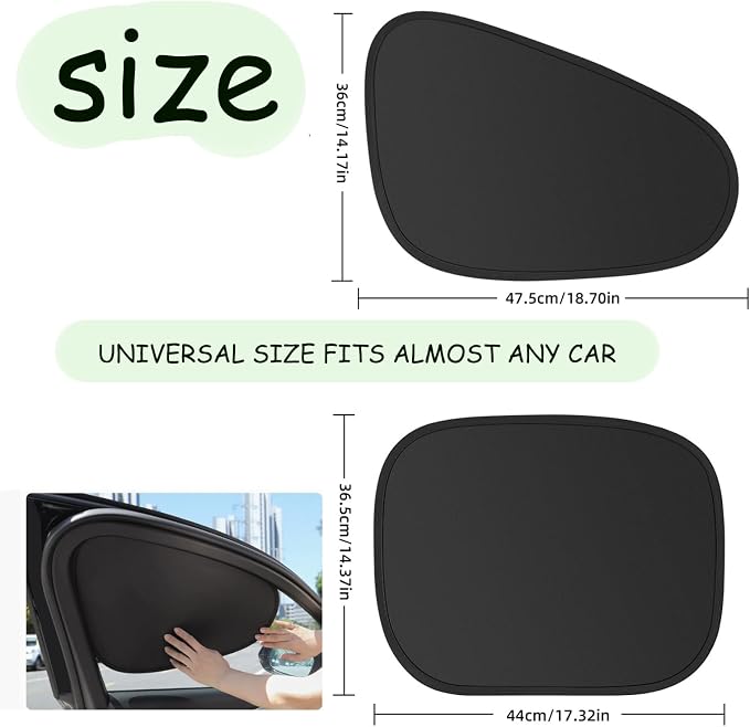 Car Window Sunshade Privacy Curtains, Car Side Window Sunshade Shade for Car Windows, 100% Light Blocking, for Breastfeeding, Napping, Changing, Camping, Side Window Baby Shade, 4 PCS - Image 4