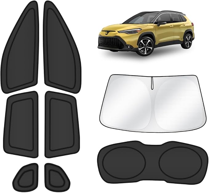 KUST Car Window Shades for Toyota Corolla Cross 2022-2024 2025 2026 Windshield Sun Shade Side Window Cover UV Block Privacy Protection Accessories for Camping Blackout Rear Back Full Set 8PCS by KUST
