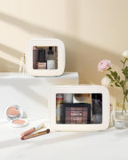 KOTORA Clear Makeup Bag Organizer Set,Portable Travel Toiletry Case for Women, Vegan Leather Cosmetic Pouch Car Bag for Essentials Car Accessories for Women Girls(White) - Image 4