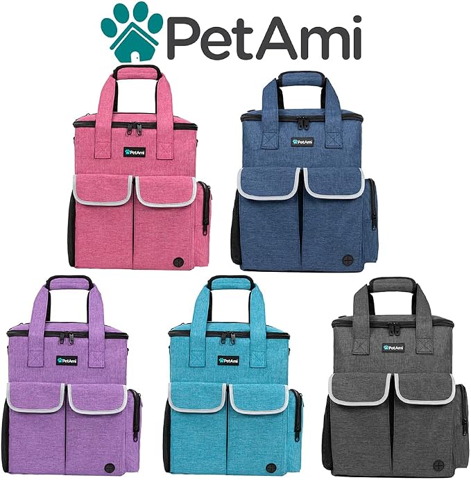 PetAmi Dog Travel Bag Pet Supplies Accessories Organizer for Traveling, Camping, Weekend; Cat Pet Travel Bag Kit Includes 2 Food Storage Containers, 2 Collapsible Bowls, 1 Feeding Mat (Pink) - Image 7