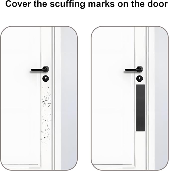 Dog Door Protector from Scratching, Steel Guard, Brushed Black 4"x16" | Prevents Claw Marks & Scuffs, Smooth Rounded Corners, Self-Adhesive Install, Anti-Scratch Kick Plate, 2 Pcs - Image 4