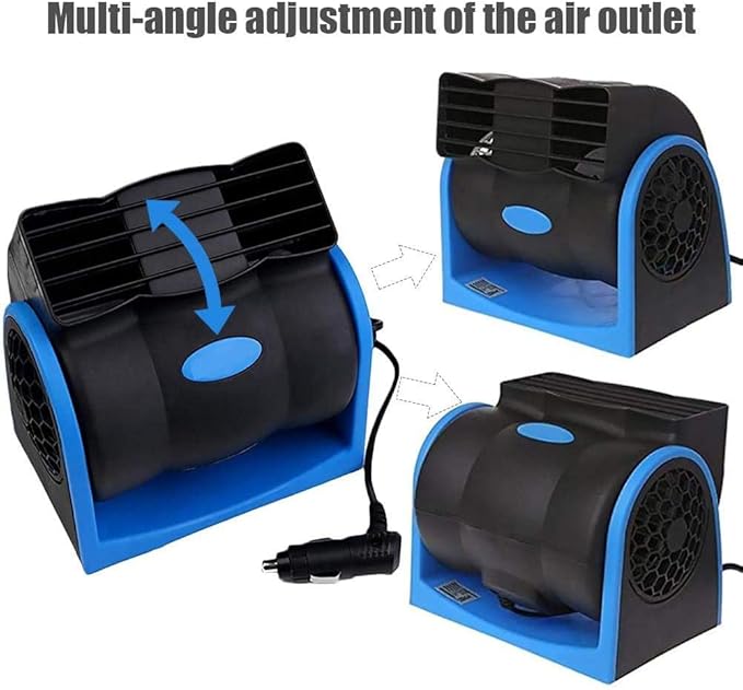 KAGOR 12V Car Dash Fan, No Leaf Quiet Cooling, Powerful RV Ventilation, Squirrel Cage, 2 Speed Electric Air Conditioner with Cigarette Lighter Plug for Auto SUV Vehicle Van - Image 3