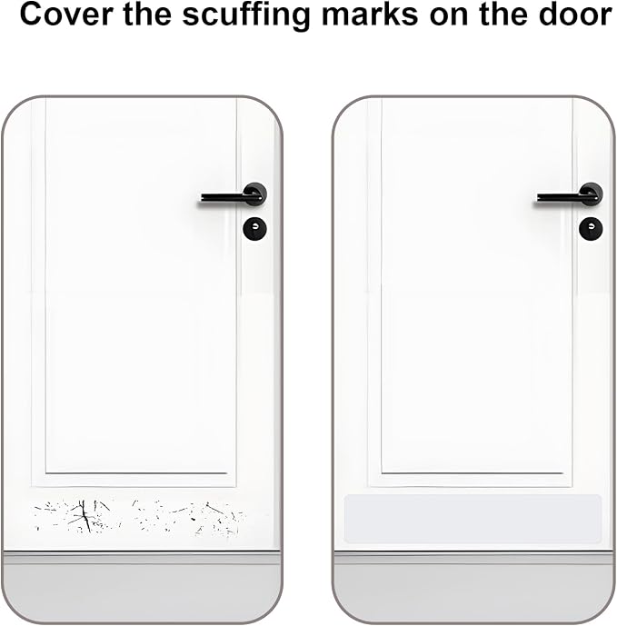 Dog Door Protector from Scratching, Steel Guard, Matte White 6"x30" | Prevents Claw Marks & Scuffs, Smooth Rounded Corners, Self-Adhesive Install, Anti-Scratch Kick Plate, 2 Pcs - Image 4