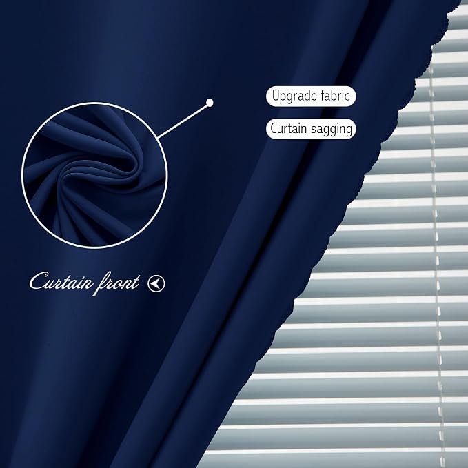 Thermal Blackout Curtains with Self-Adhesive Tape, No Rod No Drill Easy Install Window Cover for Bedroom Kitchen Dorm, 71" W x 59" L, Navy Blue, 2 Panels - Image 5