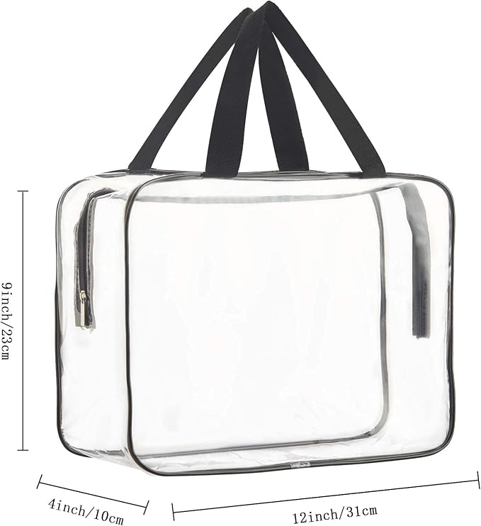 HAOGUAGUA 2-Piece Large Clear Makeup Cosmetic Organizer Bag, Plastic Tote Bags, Waterproof Transparent Handbag Purse - Image 2