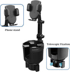 Adjustable Cup Holder Phone Mount 2-in-1 Vehicle Stand Black | Rotatable retractable base, abs construction, anti-slip pads, fits most cars, SUVs, and trucks, automotive accessories - Image 4