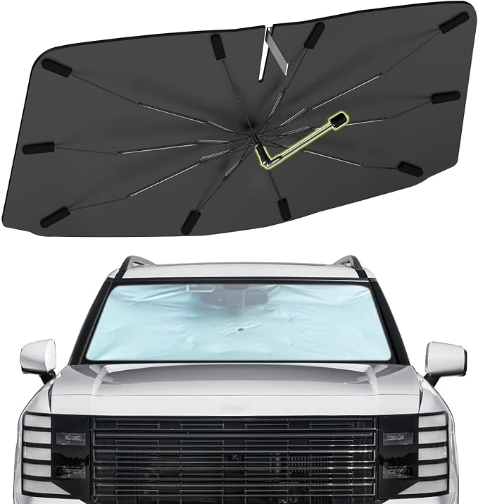 Windshield Sun Shade Umbrella for Hyundai Palisade 2019-2026, Foldable Front Window Sunshade with 360° Rotating Shaft, Custom Fit Car Shades for Palisade Accessories with UV & Heat Protection by Visufy